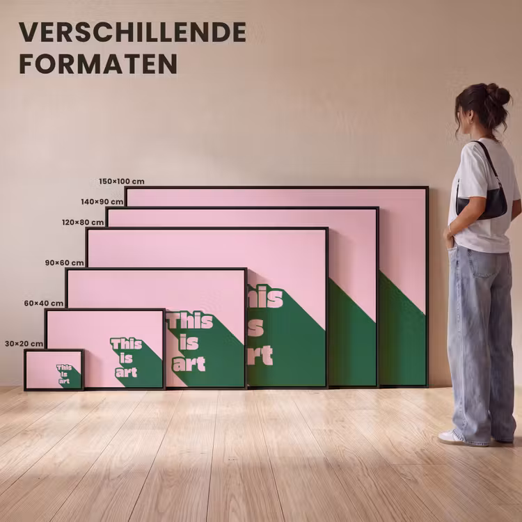 Canvas met lijst - Groen - Tekst - This is art - Roze — 7
