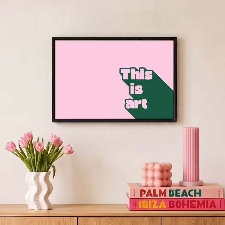 Canvas met lijst - Groen - Tekst - This is art - Roze — 8