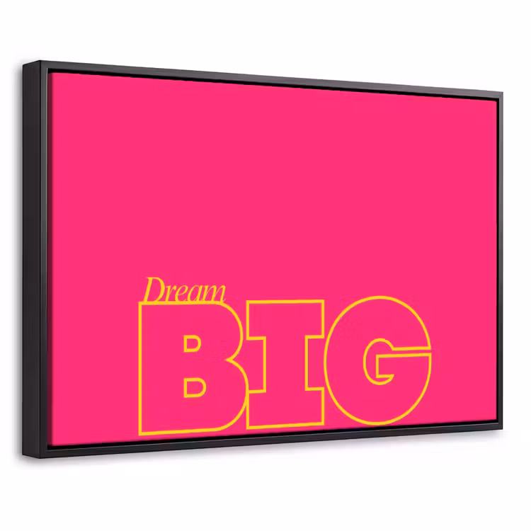 Canvas met lijst - Minimalistisch - Roze - Dream big - Grafisch — 1