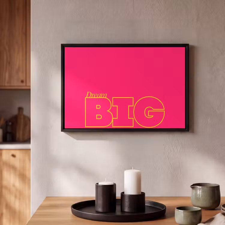 Canvas met lijst - Minimalistisch - Roze - Dream big - Grafisch — 2