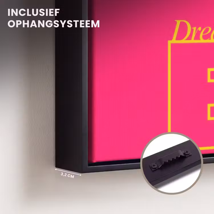 Canvas met lijst - Minimalistisch - Roze - Dream big - Grafisch — 3