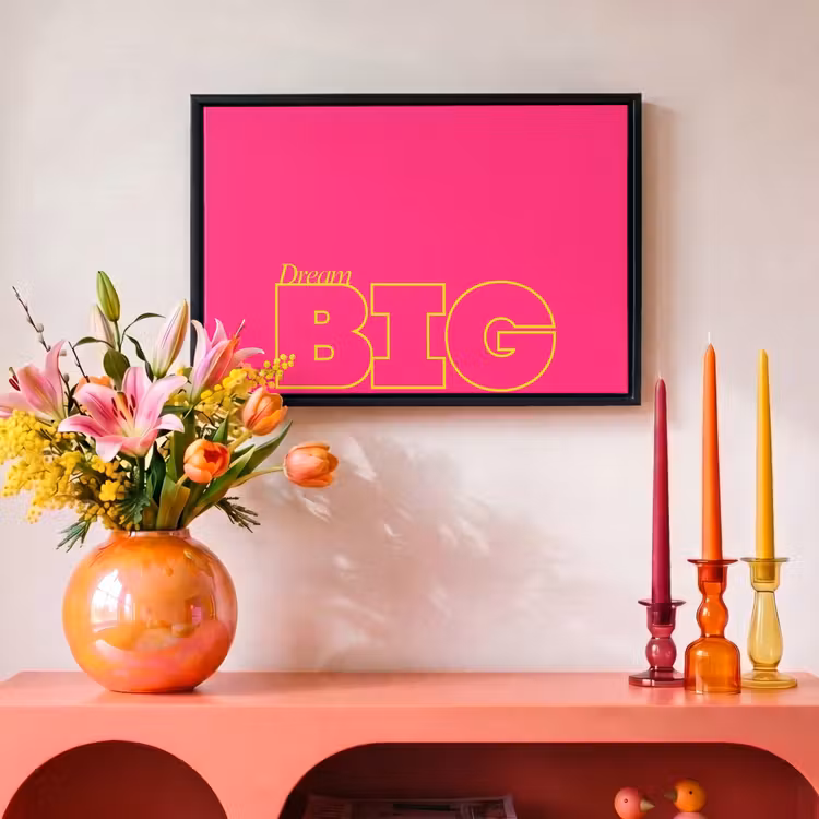 Canvas met lijst - Minimalistisch - Roze - Dream big - Grafisch — 4
