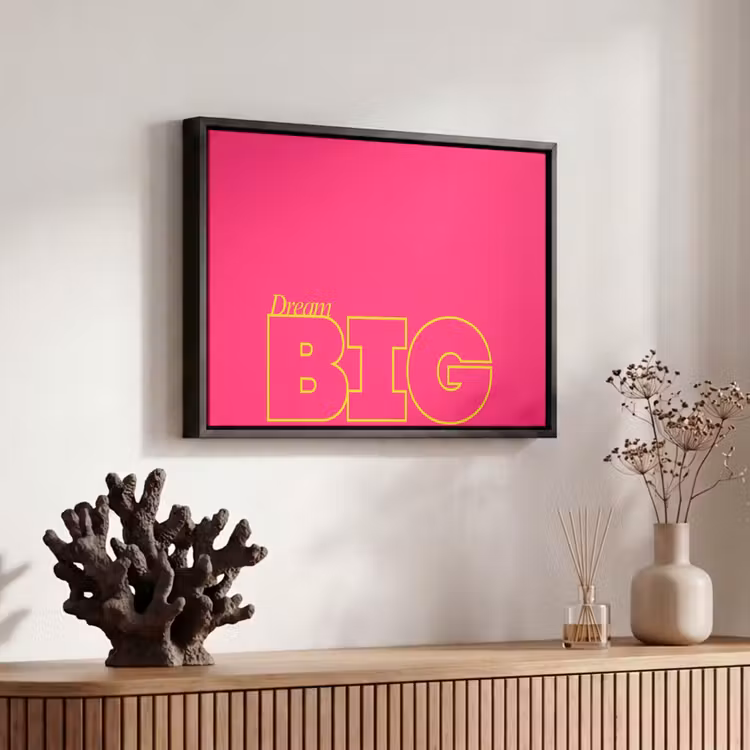 Canvas met lijst - Minimalistisch - Roze - Dream big - Grafisch — 6