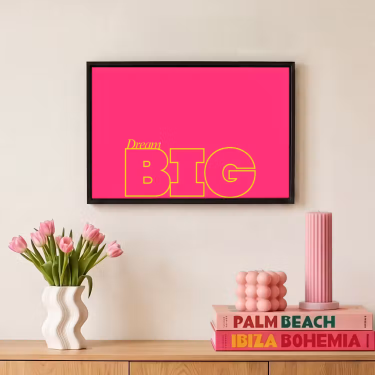 Canvas met lijst - Minimalistisch - Roze - Dream big - Grafisch — 8