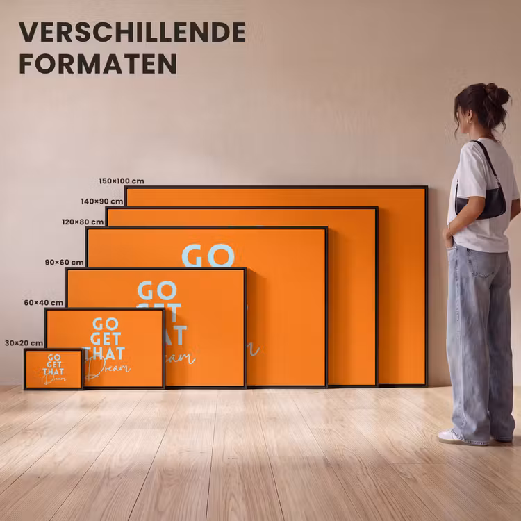 Canvas met lijst - Oranje - Blauw - Go get that dream — 7