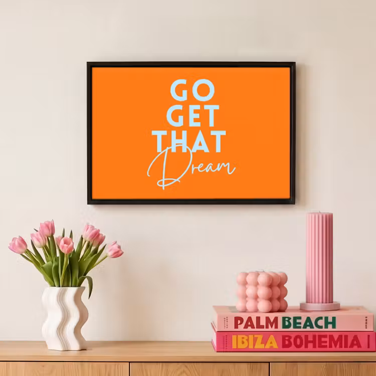 Canvas met lijst - Oranje - Blauw - Go get that dream — 8