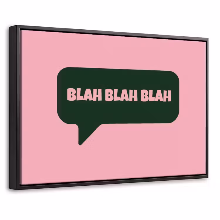 Canvas met lijst - Roze - Tekstwolk - Groen - BLAH BLAH BLAH — 1
