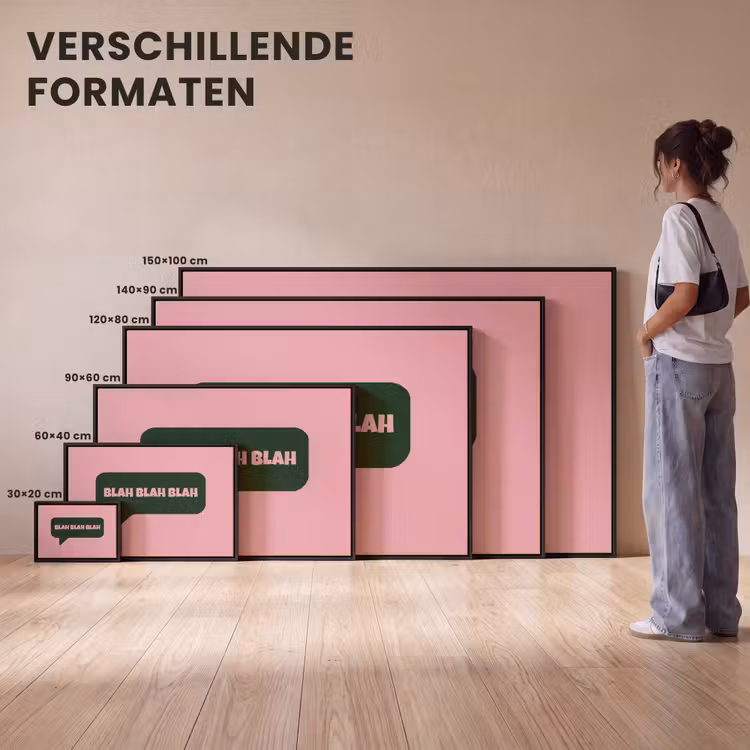 Canvas met lijst - Roze - Tekstwolk - Groen - BLAH BLAH BLAH — 7