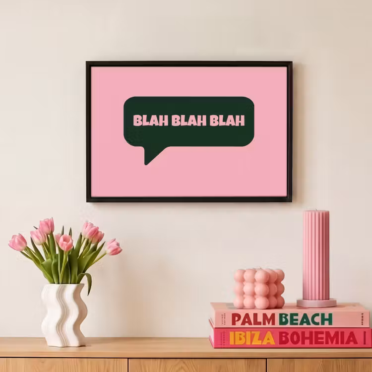Canvas met lijst - Roze - Tekstwolk - Groen - BLAH BLAH BLAH — 8