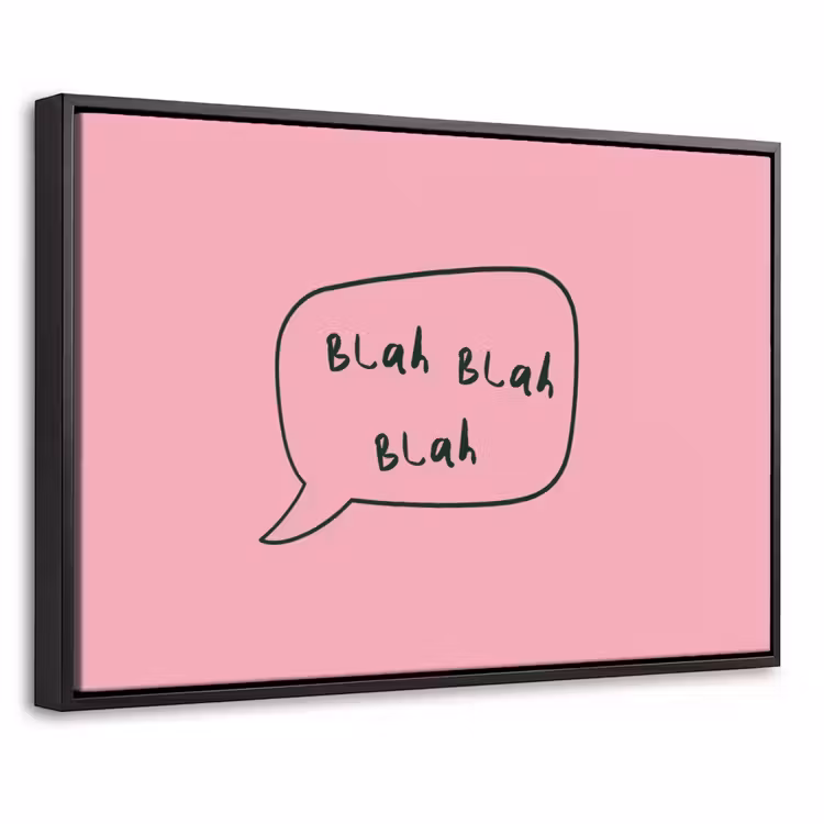 Canvas met lijst - Tekstwolkje - BLAH BLAH BLAH - Roze — 1