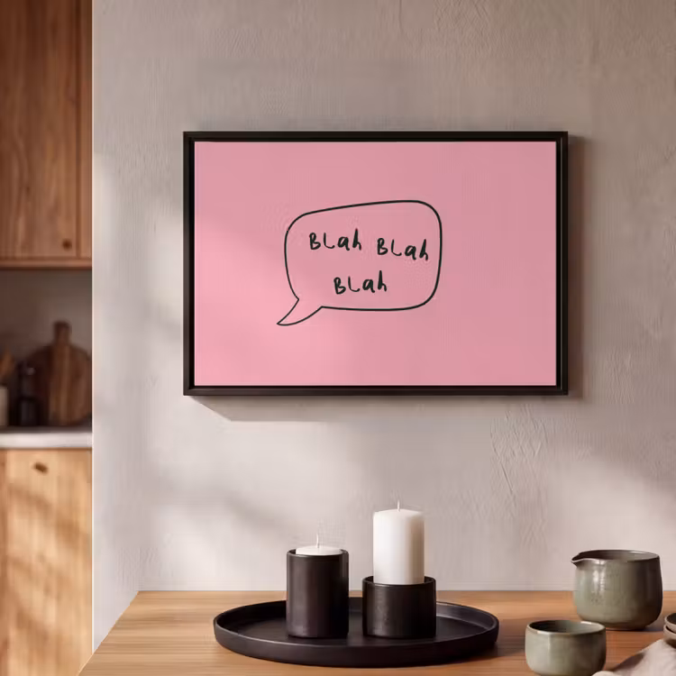 Canvas met lijst - Tekstwolkje - BLAH BLAH BLAH - Roze — 2