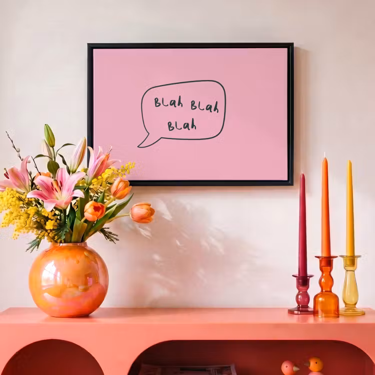 Canvas met lijst - Tekstwolkje - BLAH BLAH BLAH - Roze — 4