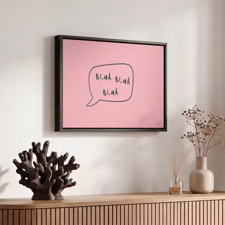 Canvas met lijst - Tekstwolkje - BLAH BLAH BLAH - Roze — 6