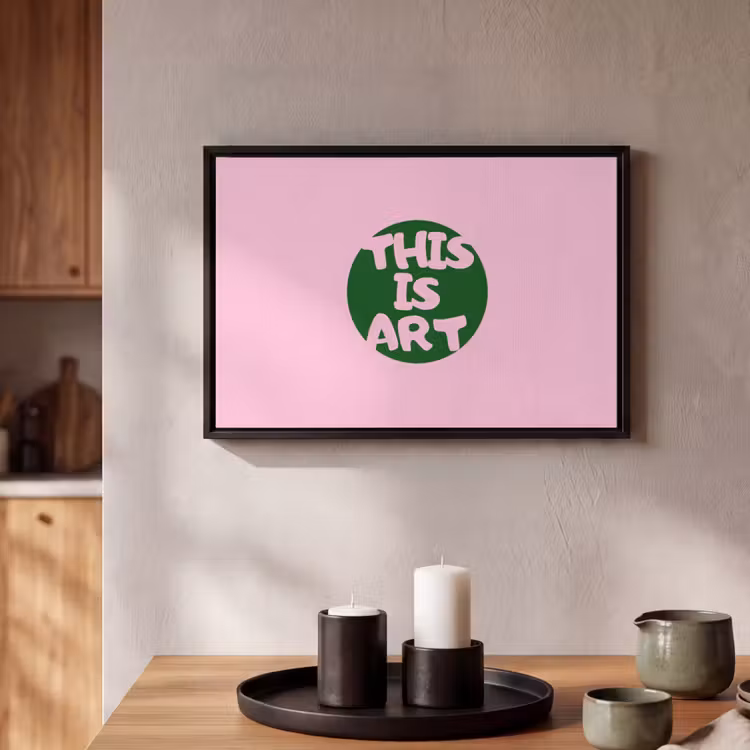 Canvas met lijst - This is art - Tekst - Cirkel - Groen — 2