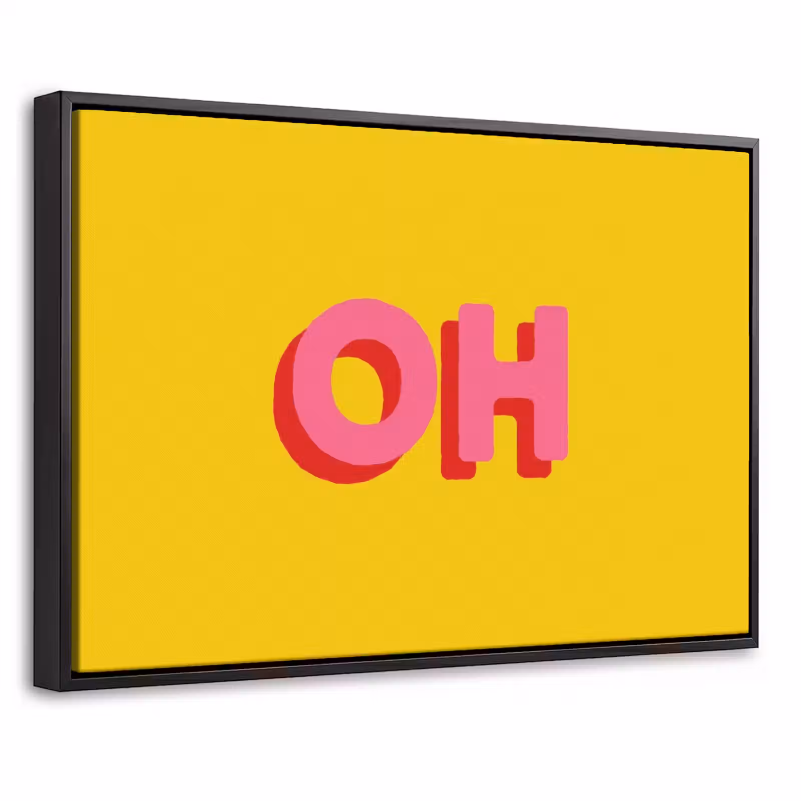 Canvas met lijst - Geel - Roze - Oh - 3D — 1