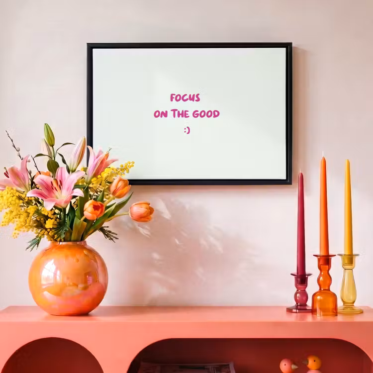 Canvas met lijst - Focus - Beige - Roze - Smiley — 4