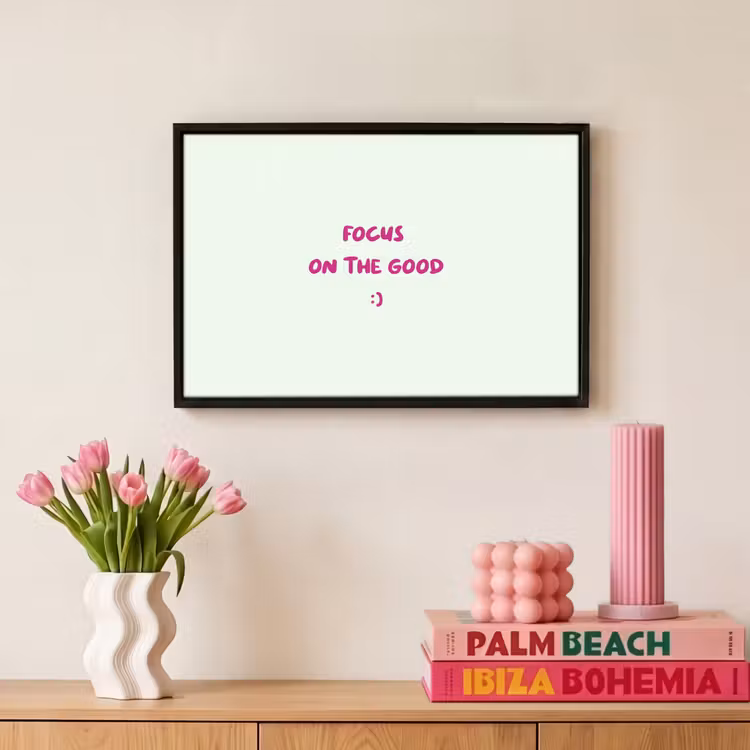 Canvas met lijst - Focus - Beige - Roze - Smiley — 8
