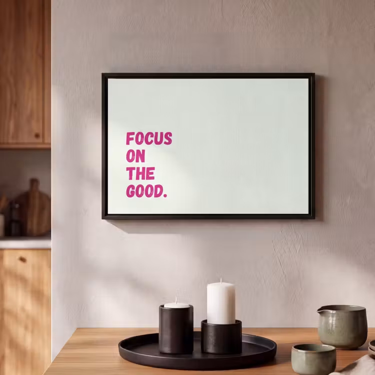 Canvas met lijst - Focus on the good - Beige - Roze — 2