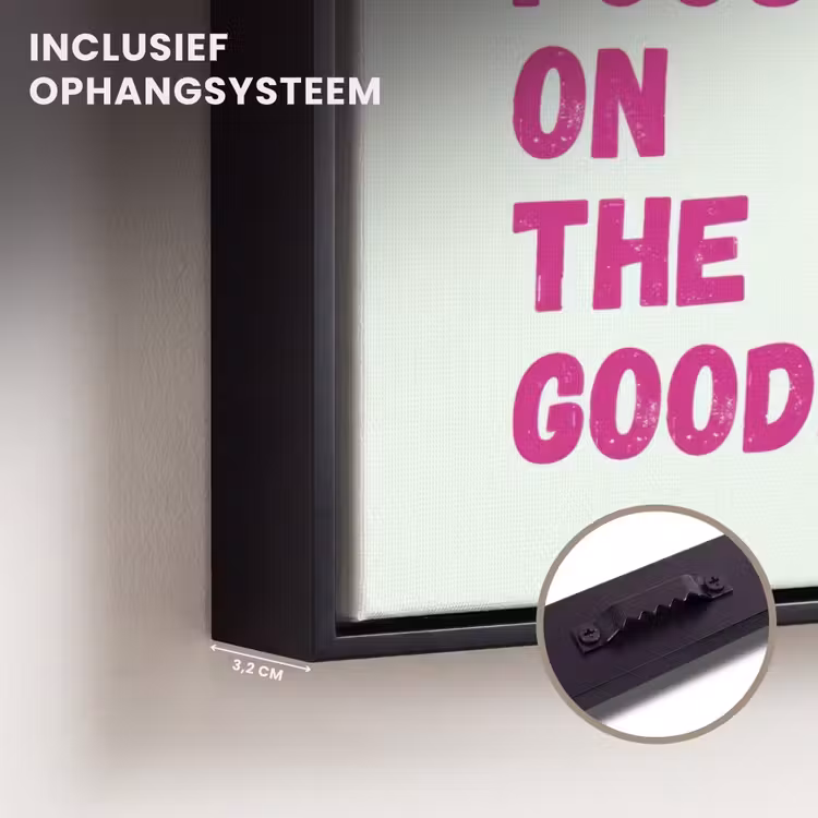Canvas met lijst - Focus on the good - Beige - Roze — 3