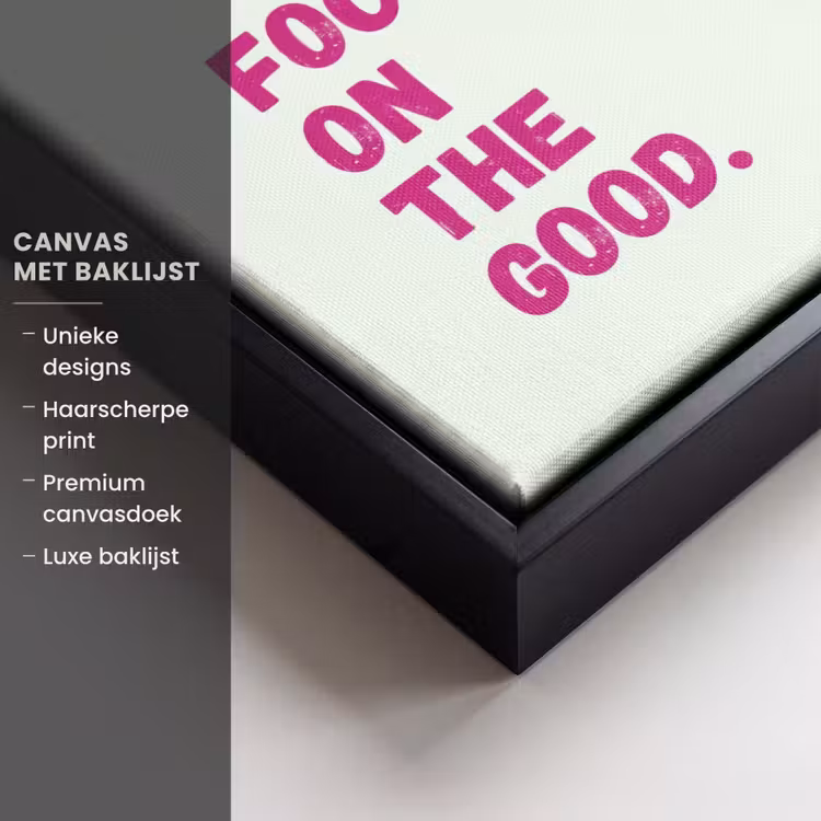 Canvas met lijst - Focus on the good - Beige - Roze — 5
