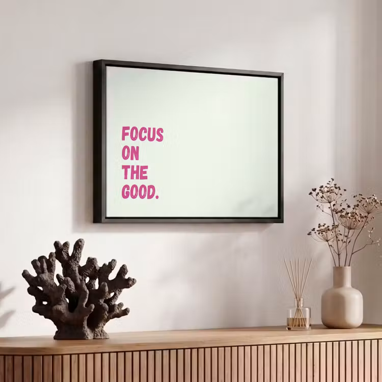 Canvas met lijst - Focus on the good - Beige - Roze — 6