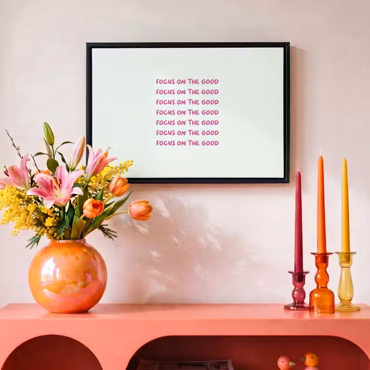 Canvas met lijst - Focus on the good - Roze — 4