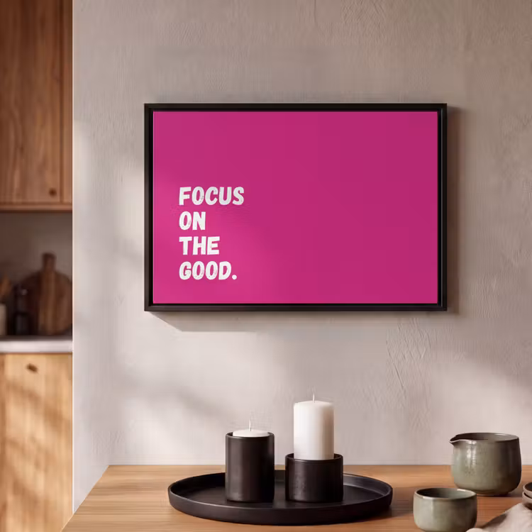 Canvas met lijst - Focus on the good - Roze - Simple — 2
