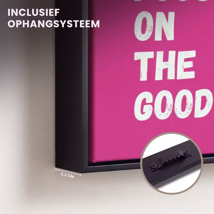 Canvas met lijst - Focus on the good - Roze - Simple — 3