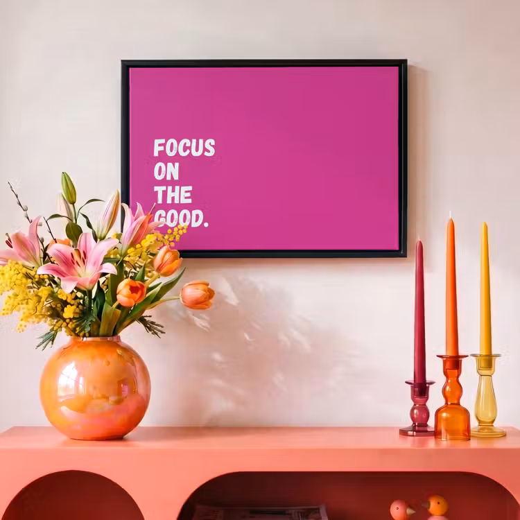 Canvas met lijst - Focus on the good - Roze - Simple — 4