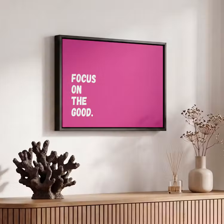 Canvas met lijst - Focus on the good - Roze - Simple — 6