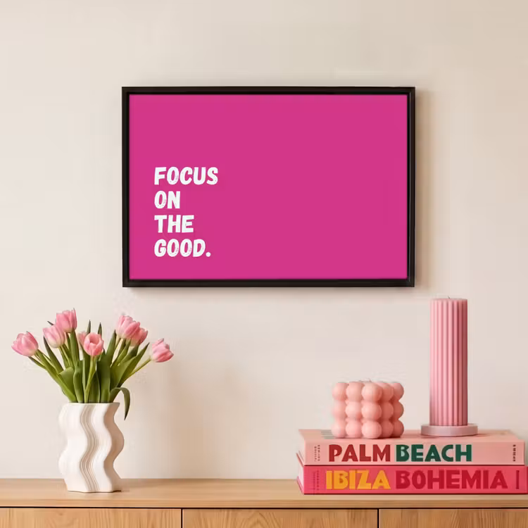 Canvas met lijst - Focus on the good - Roze - Simple — 8