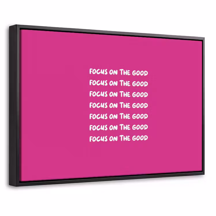 Canvas met lijst - Focus on the good - Roze - wit — 1