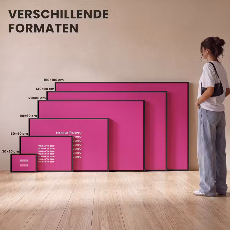 Canvas met lijst - Focus on the good - Roze - wit — 7