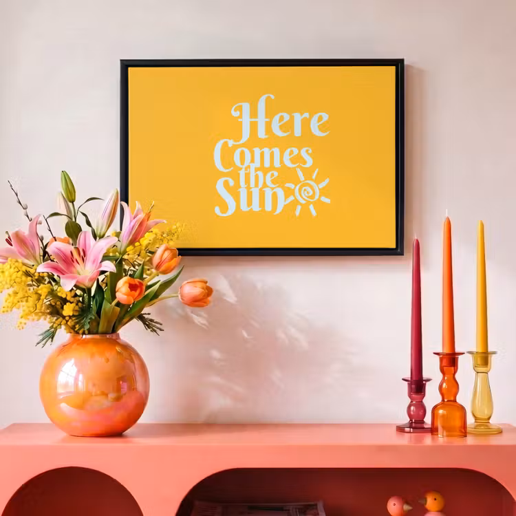 Canvas met lijst - Geel - Blauw - Here comes the sun — 4