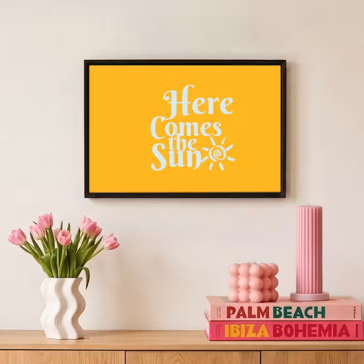 Canvas met lijst - Geel - Blauw - Here comes the sun — 8