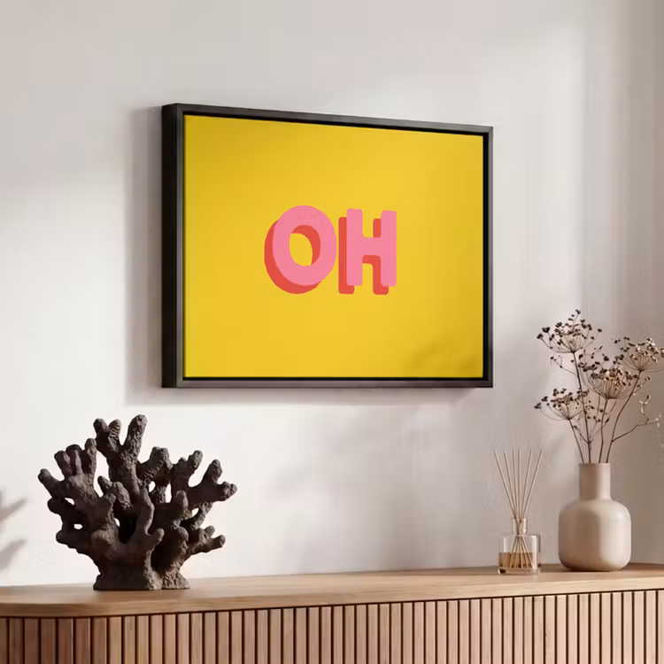 Canvas met lijst - Geel - Roze - Oh - 3D — 6