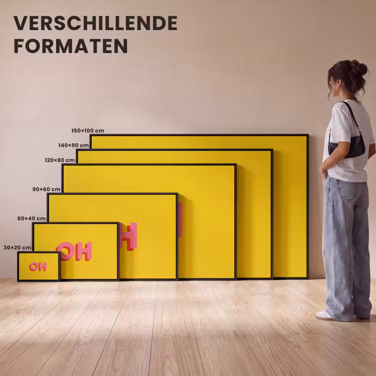 Canvas met lijst - Geel - Roze - Oh - 3D — 7