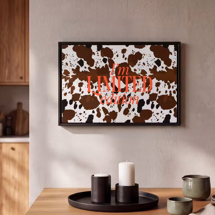 Canvas met lijst - Koeienprint - Limited edition - Rood — 2
