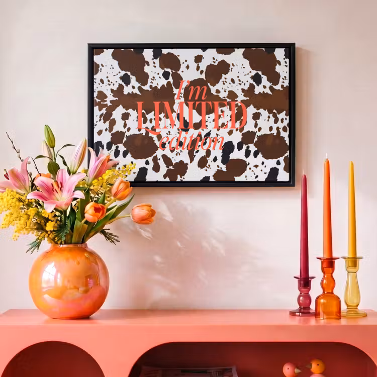 Canvas met lijst - Koeienprint - Limited edition - Rood — 4
