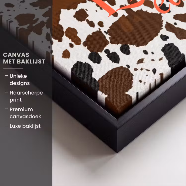 Canvas met lijst - Koeienprint - Limited edition - Rood — 5