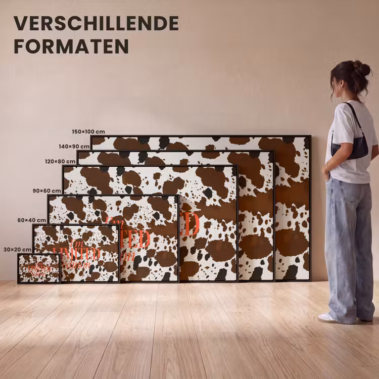 Canvas met lijst - Koeienprint - Limited edition - Rood — 7
