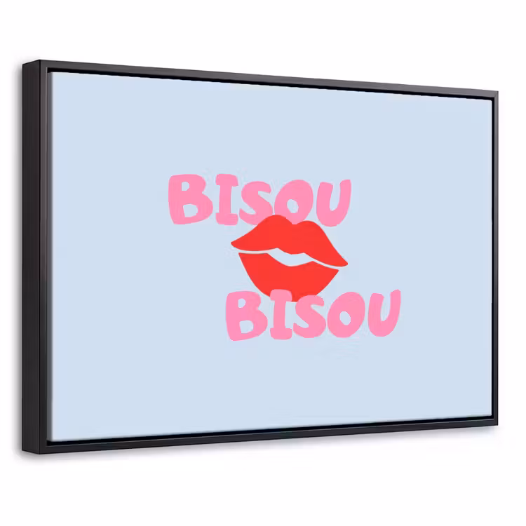 Canvas met lijst - Lippen - Bisou - Blauw — 1
