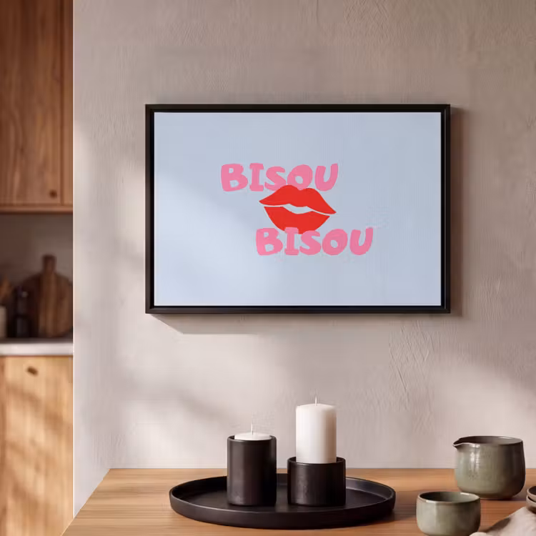Canvas met lijst - Lippen - Bisou - Blauw — 2