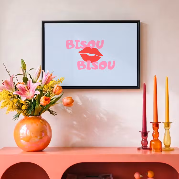Canvas met lijst - Lippen - Bisou - Blauw — 4