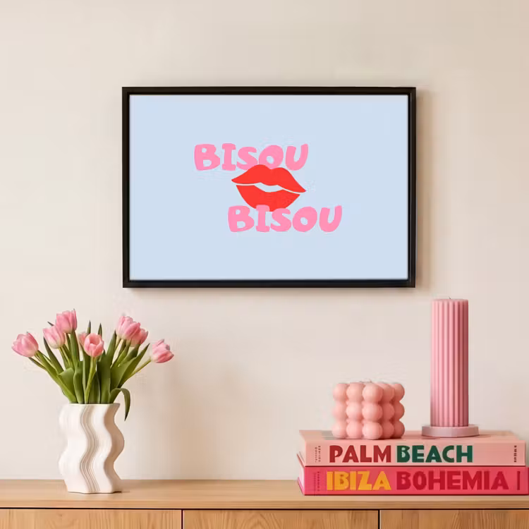 Canvas met lijst - Lippen - Bisou - Blauw — 8