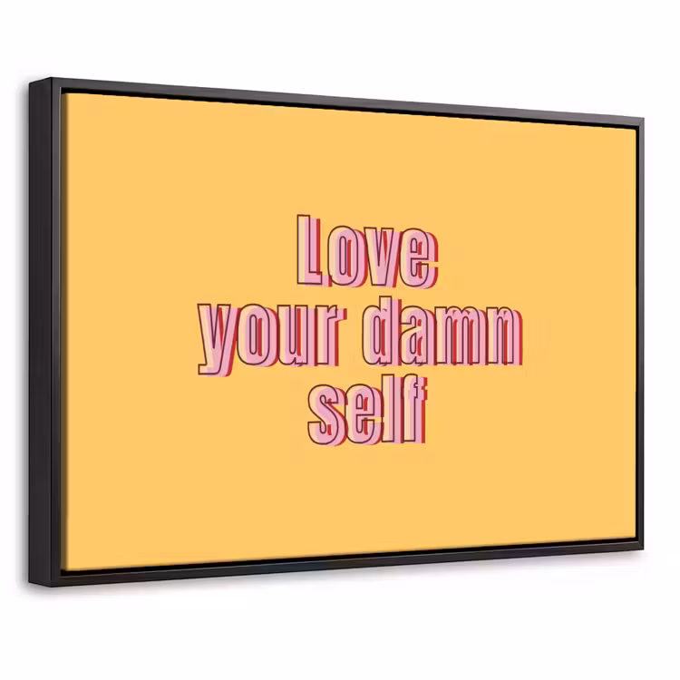 Canvas met lijst - Love yourself - Roze - Geel — 1