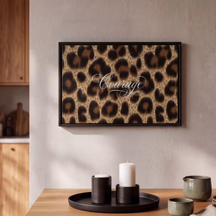 Canvas met lijst - Luipaardprint - Bruin - Courage - Sierlijk — 2