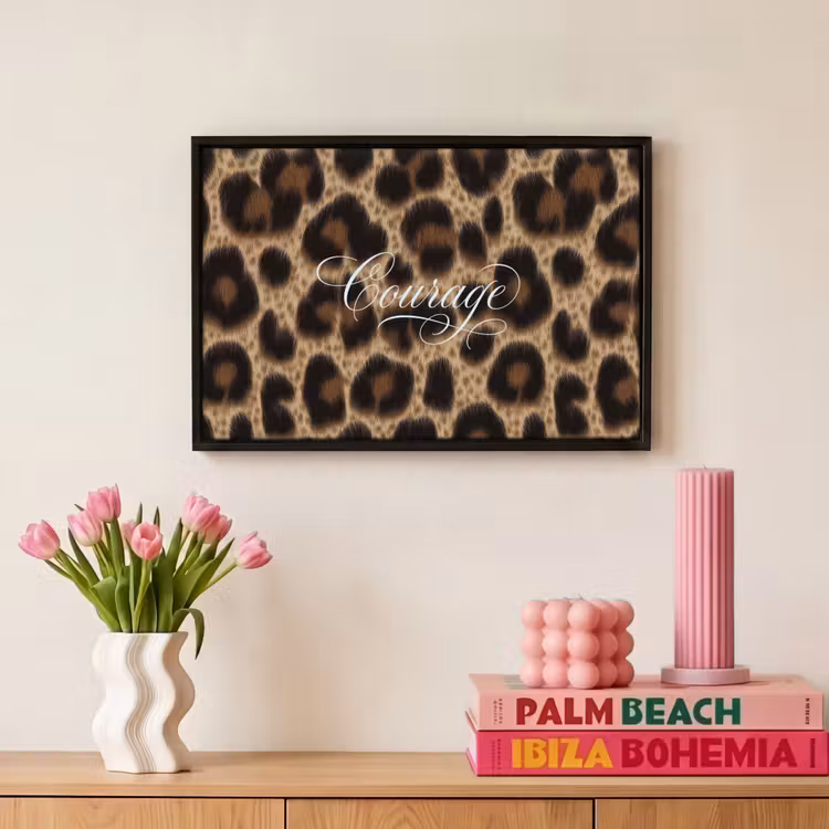 Canvas met lijst - Luipaardprint - Bruin - Courage - Sierlijk — 8