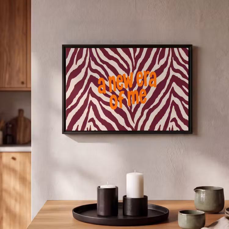 Canvas met lijst - New era - Bordeaux - Zebraprint — 2