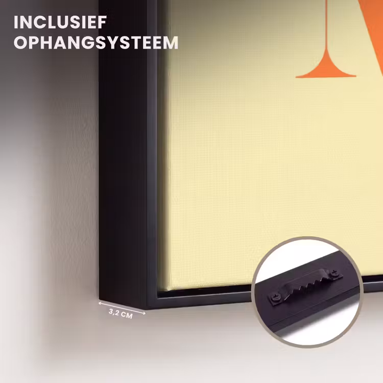 Canvas met lijst - Nice - Oranje - Geel - Minimalistisch — 3